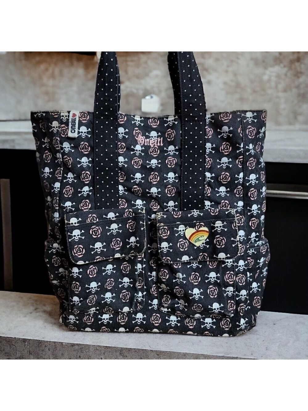 O'Neill Skull and Rose Tote - Vintage!
